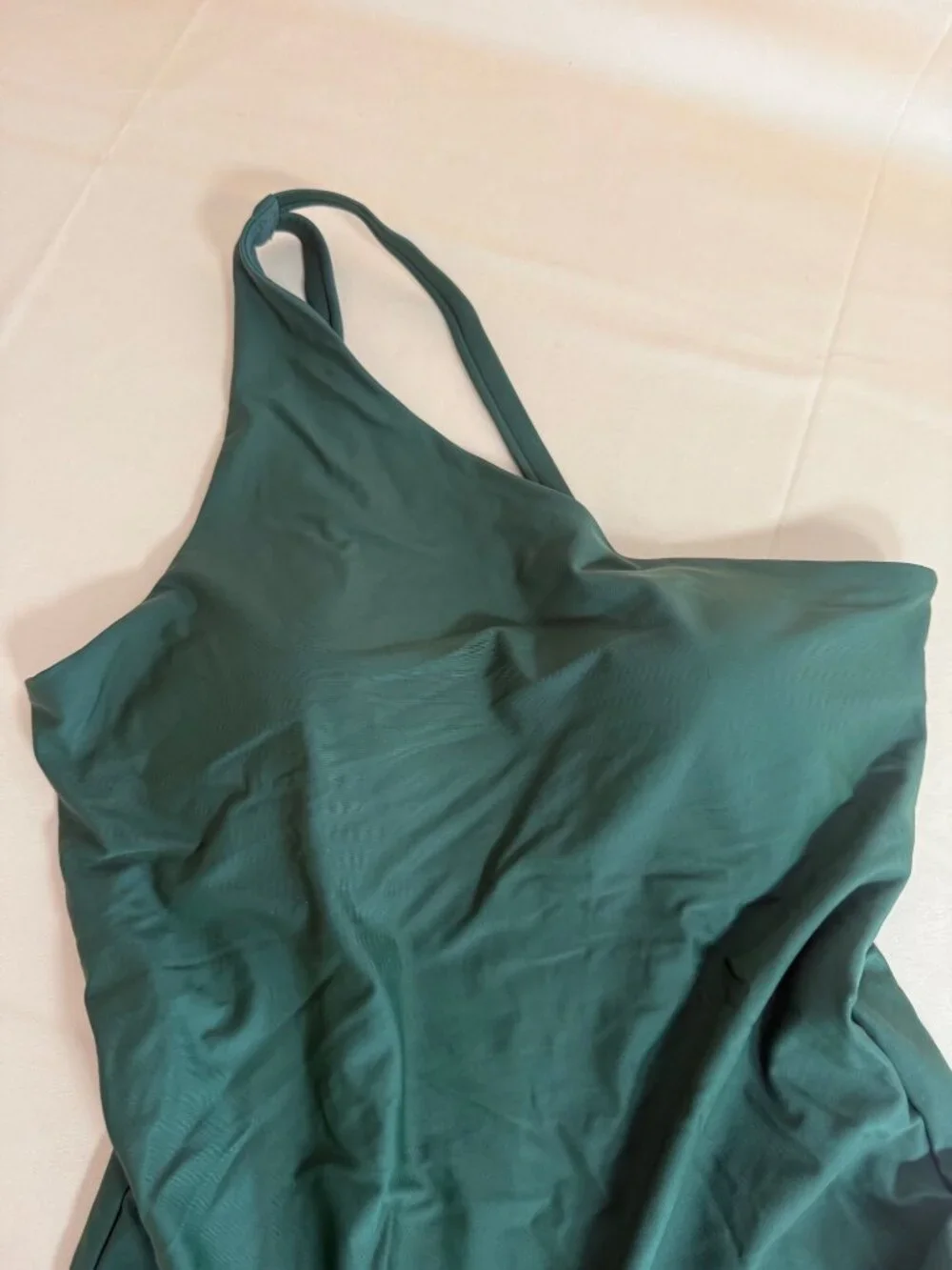Quince Italian One Shoulder Swimsuit Palm Green High Compression Large